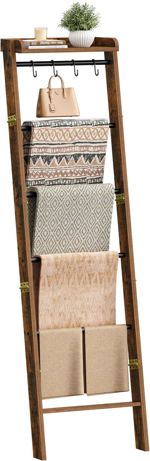 Blanket Ladder Shelf, Decorative Quilt Rack, 7-Tier Farmhouse Ladder Holder - Image 8