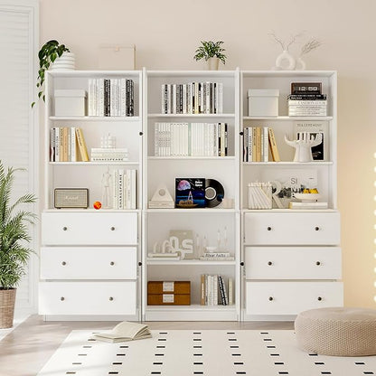 TUSY 71" Bookshelf Bookcase, 3-Tier Modern Bookshelves 3 Large Drawer, Wood - Image 3