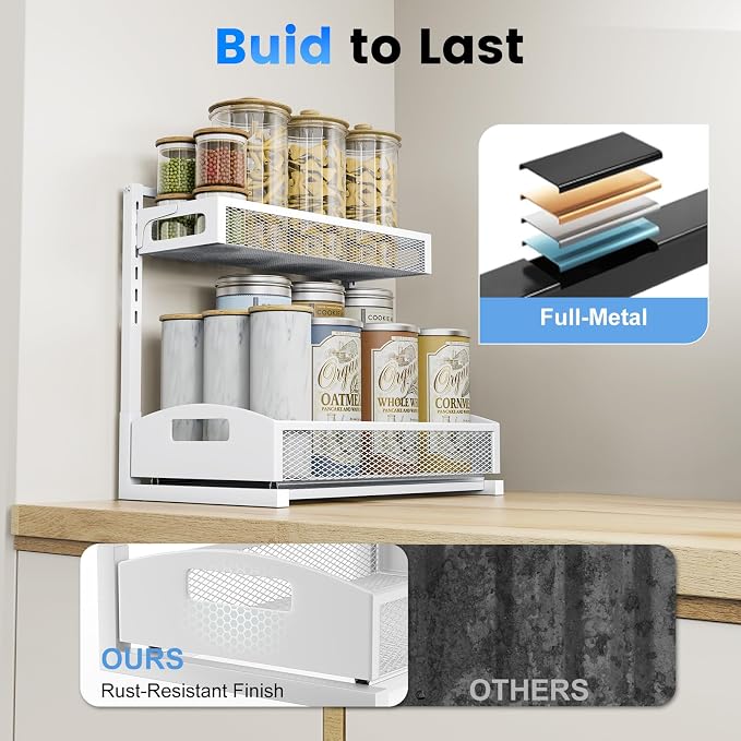 Metal Under Sink Organizer, Pull Out Cabinet Organizer Rack - Image 6