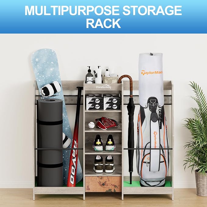 Golf Bag Storage Organizer for Garage, Premium Wooden 2 Golf Bags Rack - Image 3