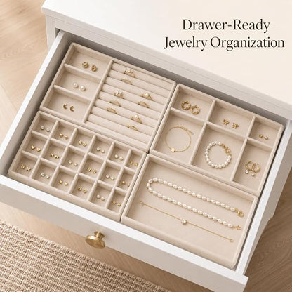 4 Pack Stackable Jewelry Organizer Tray Set - Image 3