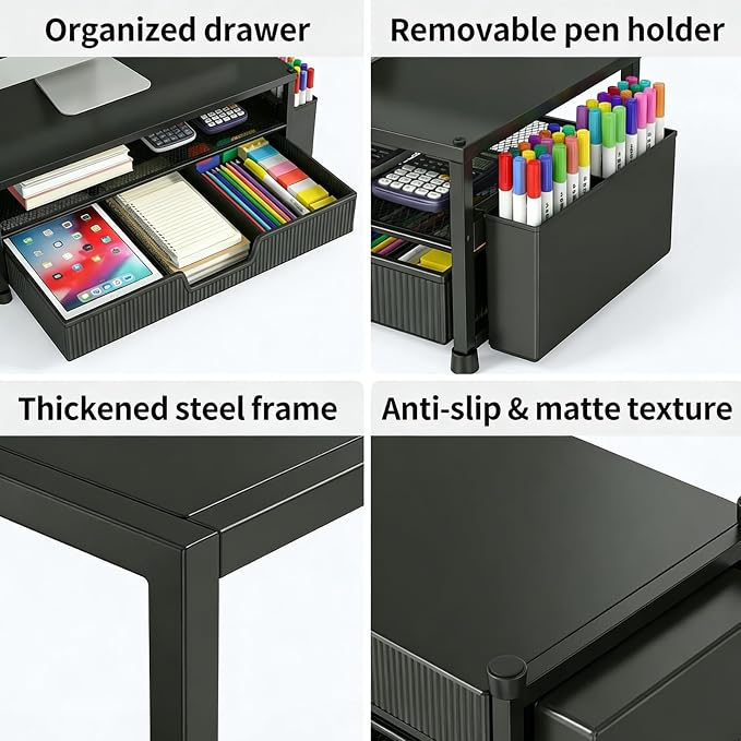 ECOLOVI Desk Organizer and Accessories, 2-Tier Computer Monitor Stand Rise - Image 3