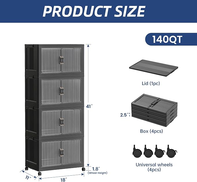 SAILUN 35Gal/140Qt Stackable Storage Bins Folding Collapsible Storage Bins - Image 5