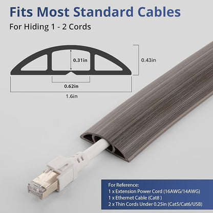 ZhiYo 10ft Cord Covers for Wires on Floor, Cord Hider Floor Hide Extension Cords - Image 2