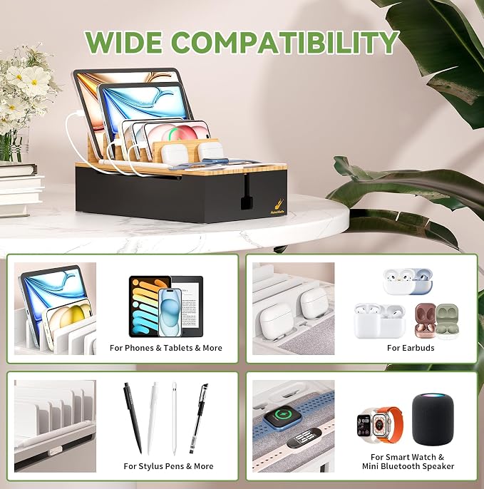 Pezin & Hulin Bamboo Charging Station, Electronic Devices Organizer - Image 5