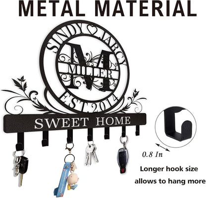 Personalized Key Holder for Wall, Custom Family Name Metal Wall Key Hanger - Image 7