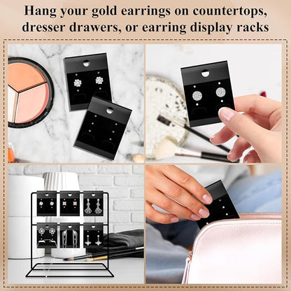 HAPY SHOP 200 PCS Black Velvet Plastic Display Cards Earring Card Holder - Image 4