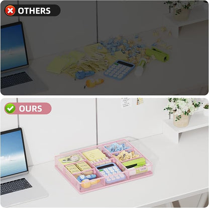 Marbrasse Pink Desk Drawer Organizer, Metal Mesh Drawer Organizer Tray - Image 6