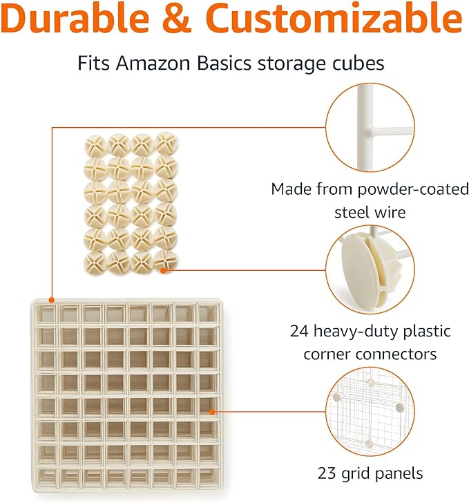 Amazon Basics 6 Cube Wire Grid Stackable Storage Shelves, 12.6 x 26 x 38 inches - Image 3