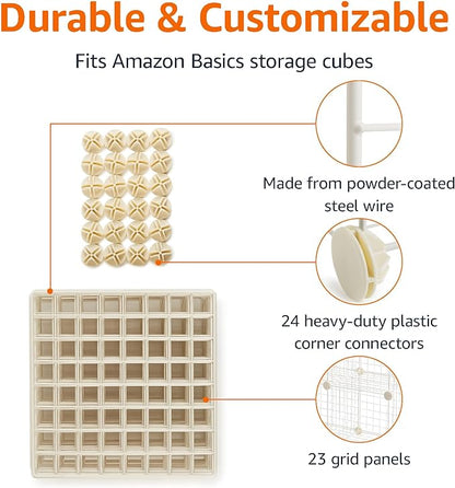 Amazon Basics 6 Cube Wire Grid Stackable Storage Shelves, 12.6 x 26 x 38 inches - Image 3