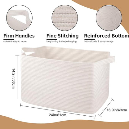 95L Extra Large Blanket Basket, Rectangle Nursery Blanket Storage - Image 2