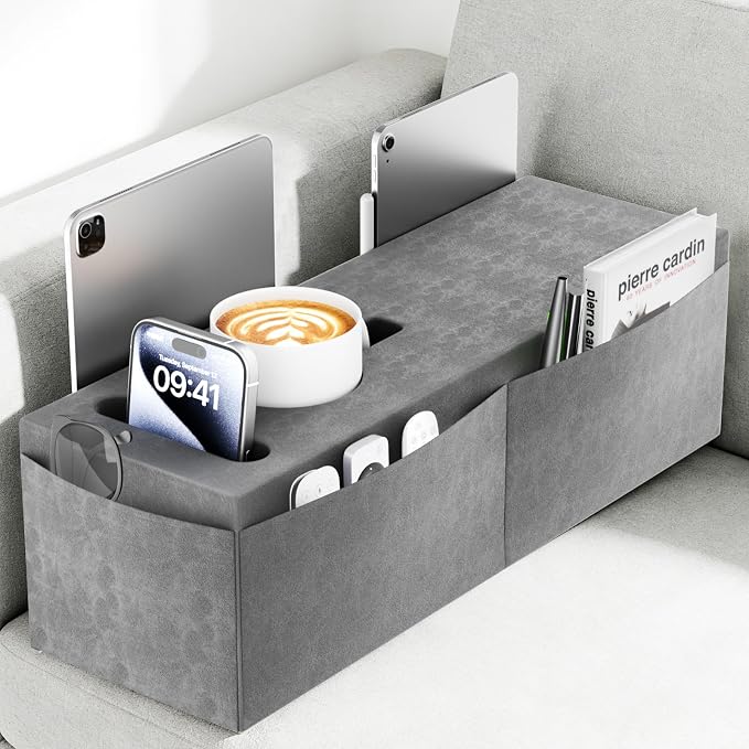 Couch Armrest Caddy with Cup Holder, Portable Sofa Armrest Pillow Drink Holder by Unknown