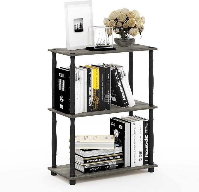 Furinno 18029GYW/BK Turn-N-Tube 3-Tier Compact Multipurpose Shelf Display Rack - Image 3