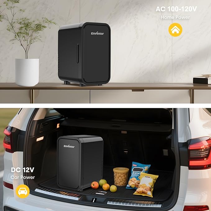 Enventor Mini Refrigerator, 6L/ 8 Can Compact Skincare Fridge AC+DC Power - Image 6