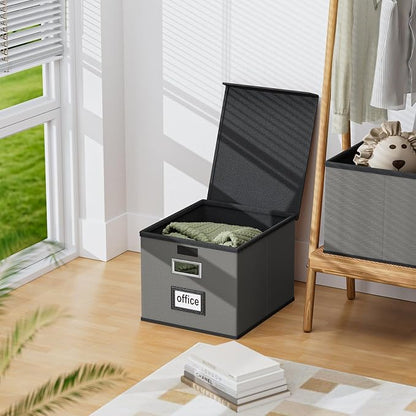 File Organizer Box with Lids, Collapsible File Folder Organizer | File Box with - Image 5