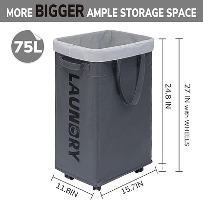 CHICVITA 75L Large Rolling Laundry Basket - Image 3
