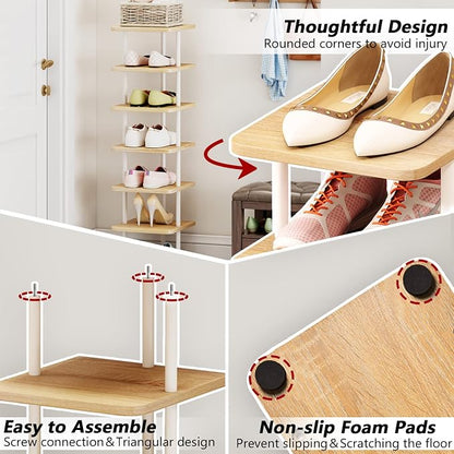 AZERPIAN Shoe Rack 7 Tier Vertical Storage Organizer Narrow Metal Slim Shelf - Image 6
