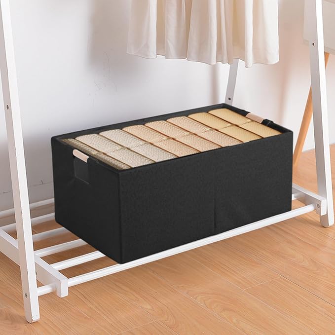 Fabric Storage Bin 3 Pack Foldable Cotton Linen Storage Basket - Image 9