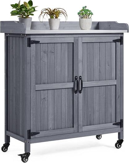 Topeakmart Wooden Outdoor Potting Bench Table by Topeakmart