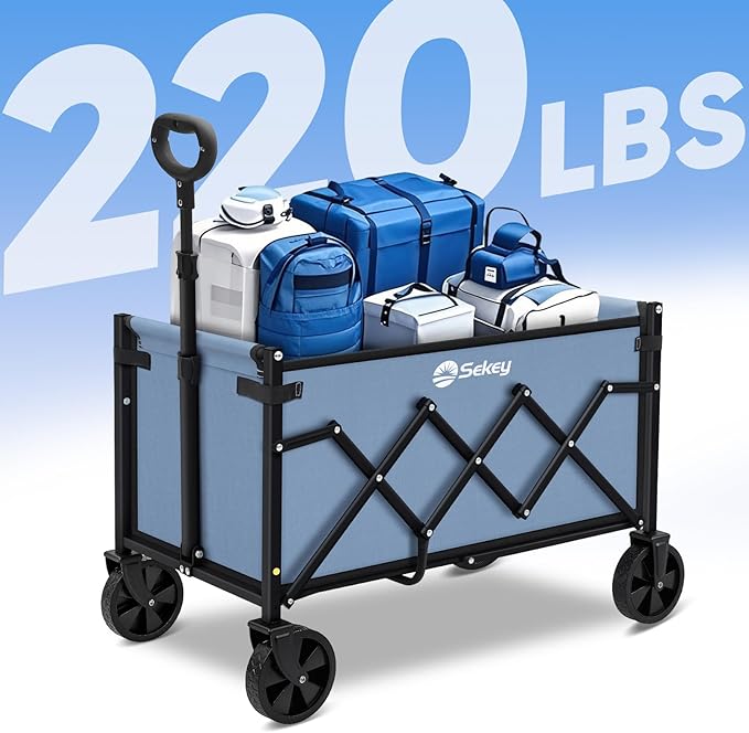 Sekey Wagon Cart with Wheels with 220LBS Capacity, Heavy Duty Wagon Carts - Image 3