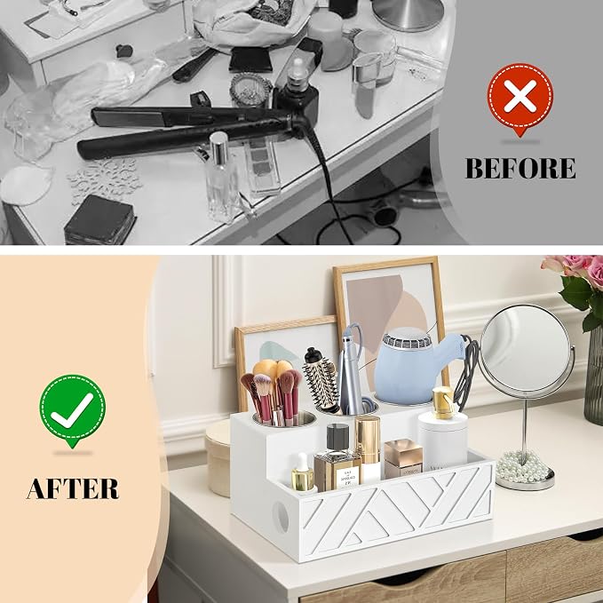 Hair Tool Organizer, Hair Dryer Holder Wall Mounted, Bathroom Countertop - Image 5