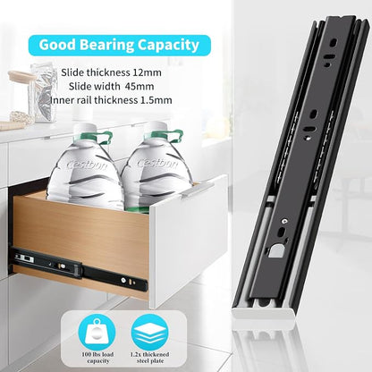 YENUO 5 Pairs Push to Open Drawer Slides Full Extension 12–24 Inch 100 LB | - Image 6