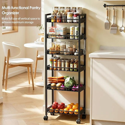 6 Tier Slim Storage Cart, Narrow Rolling Cart - Image 6