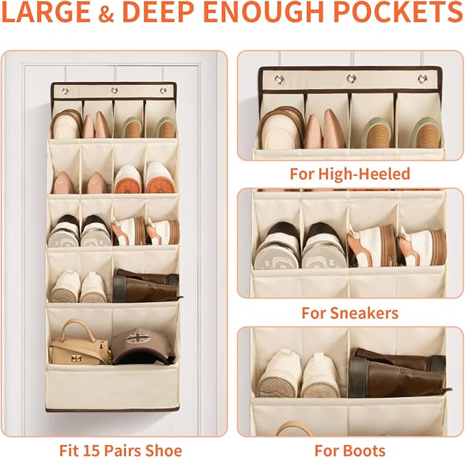 FENTEC 1 Pack Over the Door Shoe Organizers, Hanging Shoe Organizer - Image 3