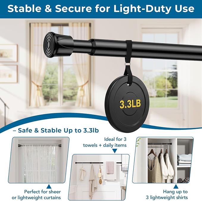 AIZESI Spring Tension Curtain Rods Short Tension Rod - Image 9