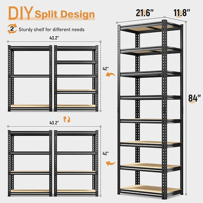 DurayLoly 8 Tier Storage Shelves, 3200 LBS Shelving Unit - Image 3