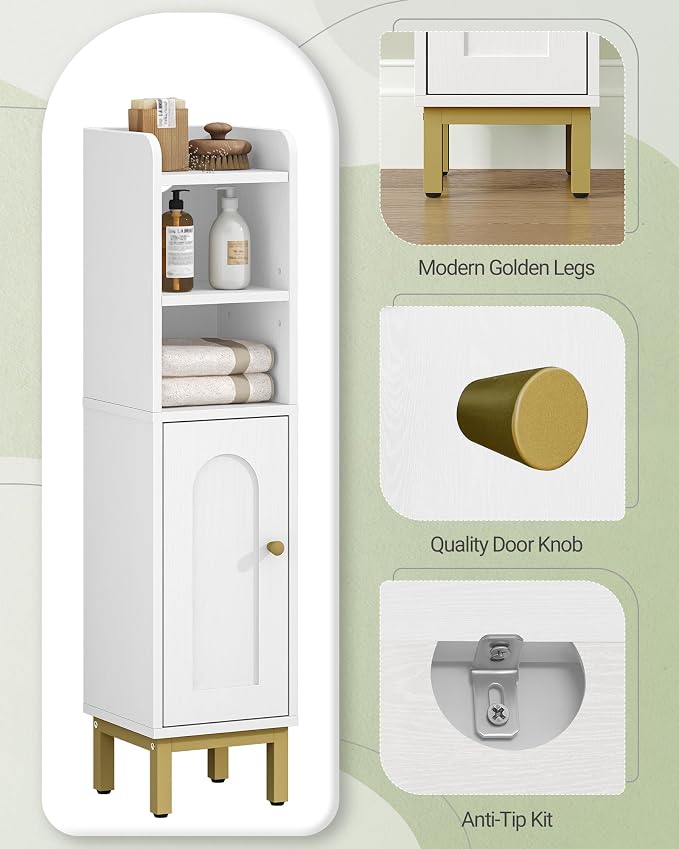 Hzuaneri Bathroom Storage Cabinet, Small Corner Floor Cabinet | Narrow Toilet - Image 7