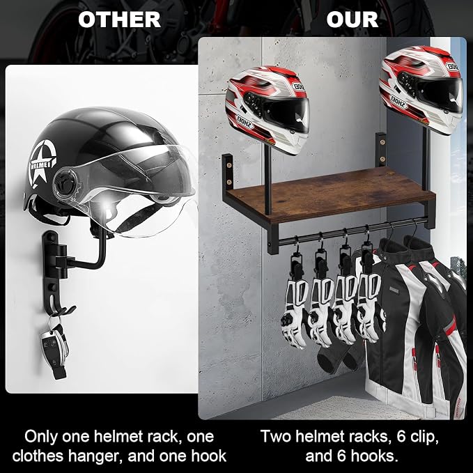 Motorcycle Helmet Rack Wall Mount, Helmet Holder - Image 3