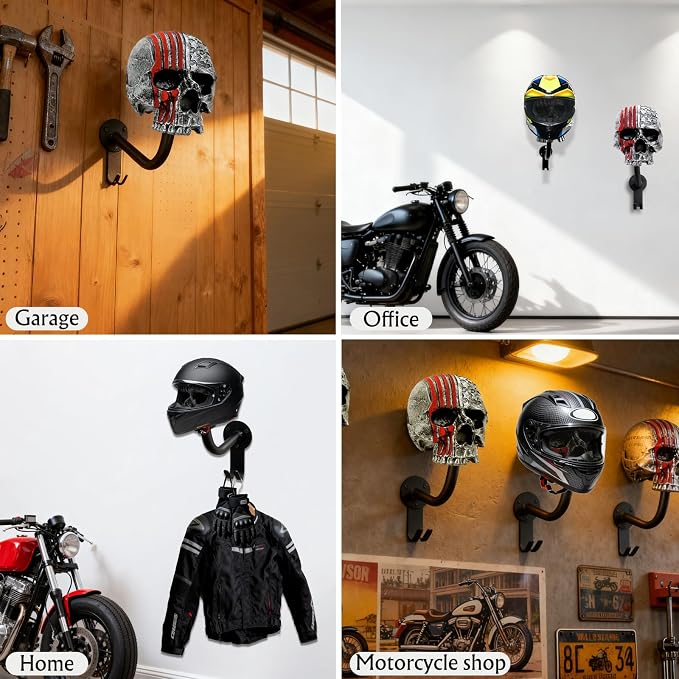 Motorcycle Helmet Rack Wall Mount, Baseballs and Rugby Helmet, Motorcycle - Image 5