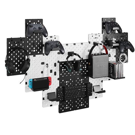 PEGZONE Controller and Headphone Holder Wall Mount, Modular Gaming Pegboard by Pegzone