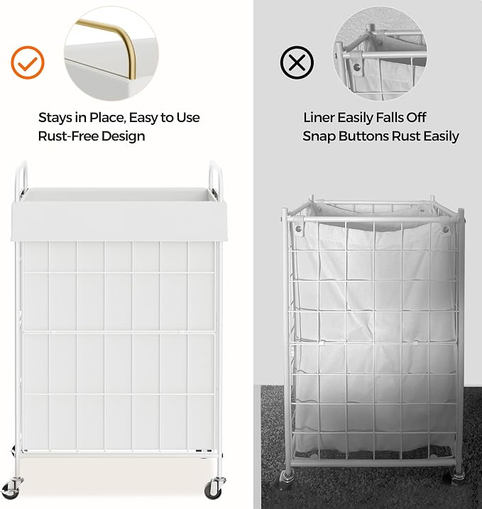 Laundry Hamper with Wheels, 90L Laundry Basket with Handle, Laundry Sorter with - Image 5