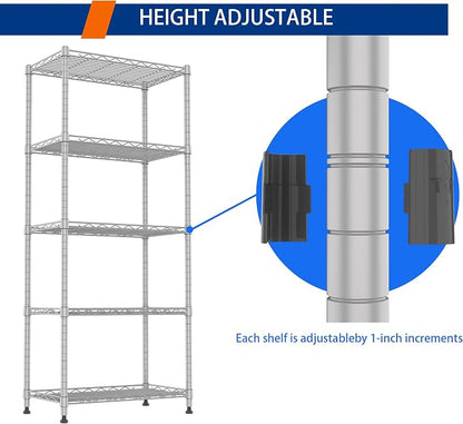 REGILLER 5-Wire Shelving Metal Storage Rack Adjustable Shelves, Standing - Image 7