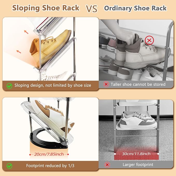 Patinao 2 Pack Sloping Narrow Shoe Rack 5 Tiers - Image 5