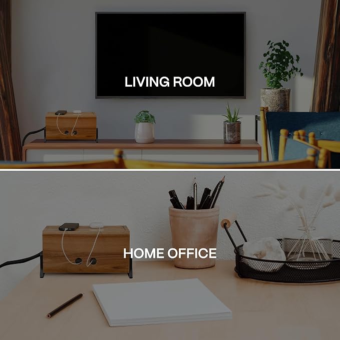 Extra Large Cable Management Box, Wood Cord Hider Box & Organizer - Image 7