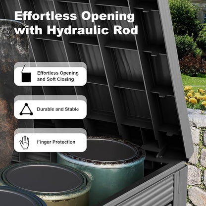 45 Gallon Resin Deck Box, Lockable Outdoor Storage Box - Image 3