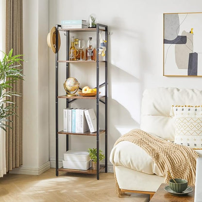 YMYNY Bookshelf, 5-Tier Ladder Shelf Organizer, Narrow Shelving Unit, Corner - Image 2