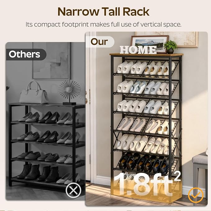 YATINEY 8-Tier Tall Shoes Rack, Slim Shoe Organizer - Image 4