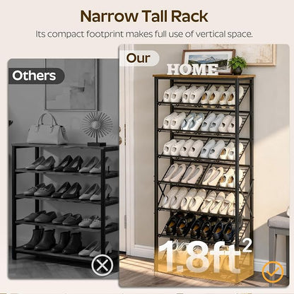 YATINEY 8-Tier Tall Shoes Rack, Slim Shoe Organizer - Image 4