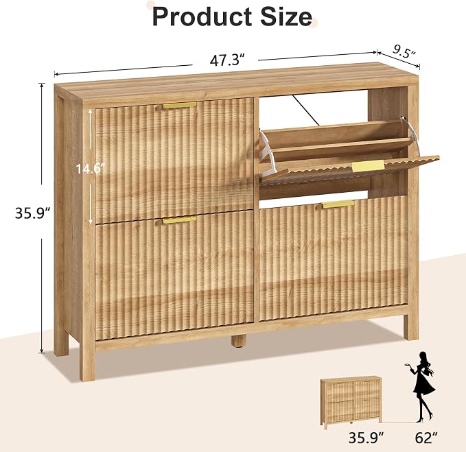 47" Fluted Shoe Cabinet Stoarge - Image 2