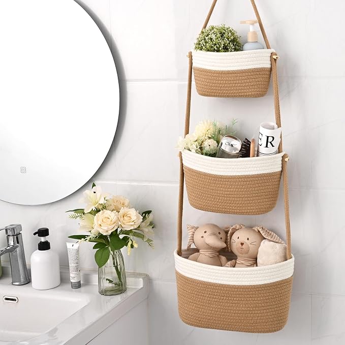Hanging Basket, 3-Tier Woven Wall Basket - Image 6