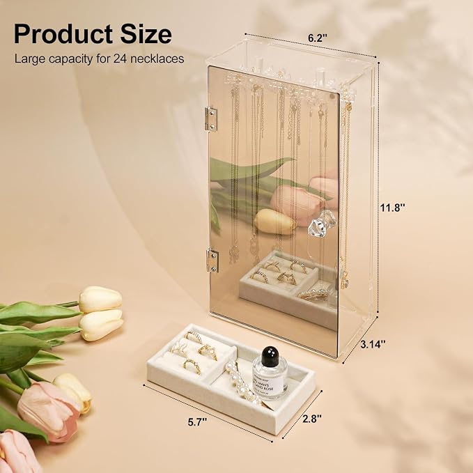 Acrylic Jewelry Organizer with Mirror - Image 4