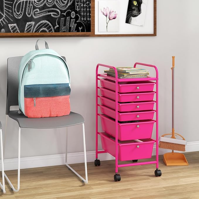Giantex 6 Storage Drawer Cart Rolling Organizer Cart - Image 8