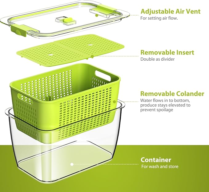 LUXEAR Fruit Vegetable Storage Container, 4 Pack Fresh Containers - Image 3