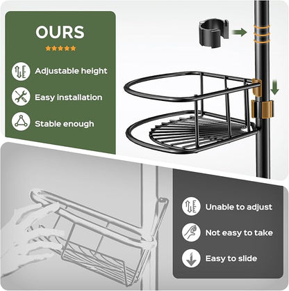 HAMITOR Corner Shower Caddy Tension Pole: 4-Tier Rust-Resistant Adjustable - Image 3