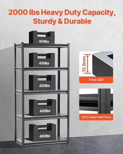 VEVOR Storage Shelves, 2000 lbs, 5 Tier Garage Storage Shelving - Image 4