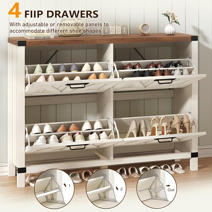 47" Farmhouse Shoe Cabinet - Image 3